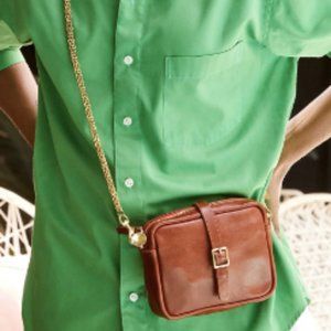 Clare V Chain Crossbody Strap - brass thick